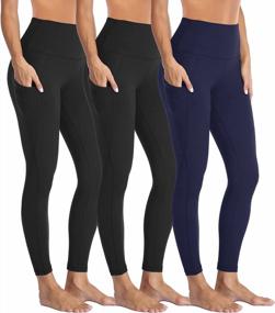img 3 attached to 3 Pack High Waisted Leggings For Women With Pockets - Tummy Control Workout, Running, And Yoga Pants By HIGHDAYS