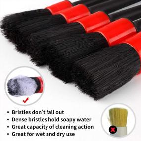 img 3 attached to Complete 9-Piece Detailing Brush Set For Ultimate Car Deep Cleaning: Perfect For Cleaning Interior And Exterior, Wheels And Engine Dashboard With Boar Hair And Wire Brushes