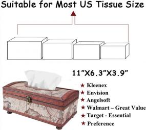 img 1 attached to Large Handmade World Map Wood Tissue Box Holder - Rectangle Decorative Tissue Dispenser Cover