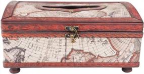 img 3 attached to Large Handmade World Map Wood Tissue Box Holder - Rectangle Decorative Tissue Dispenser Cover