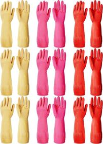 img 4 attached to 🧤 Multipurpose 9 Pairs Long Rubber Cleaning Gloves for Dishwashing, Kitchen & More!