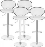 set of 4 magshion swivel bar stools with adjustable chrome base, faux leather and velvet upholstery, and curved seats logo
