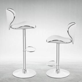 img 2 attached to Set Of 4 Magshion Swivel Bar Stools With Adjustable Chrome Base, Faux Leather And Velvet Upholstery, And Curved Seats