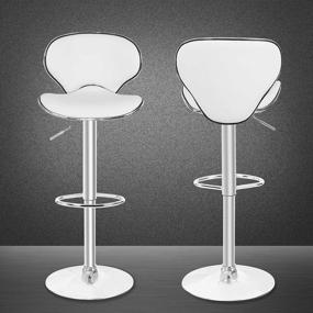 img 3 attached to Set Of 4 Magshion Swivel Bar Stools With Adjustable Chrome Base, Faux Leather And Velvet Upholstery, And Curved Seats