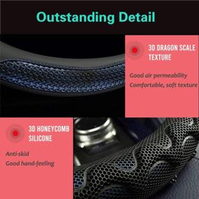 img 2 attached to 14 Inch Blue Steering Wheel Cover - PINCTROT Small Size W/ Great Grip & 3D Honeycomb Anti-Slip Design