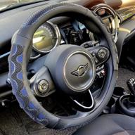 14 inch blue steering wheel cover - pinctrot small size w/ great grip & 3d honeycomb anti-slip design logo