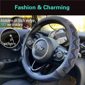 img 3 attached to 14 Inch Blue Steering Wheel Cover - PINCTROT Small Size W/ Great Grip & 3D Honeycomb Anti-Slip Design