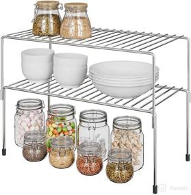 img 4 attached to 📦 ESOW Kitchen Cabinet Shelf Organizer: Expandable and Stackable Counter Spice Racks for Kitchen and More