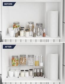 img 2 attached to 📦 ESOW Kitchen Cabinet Shelf Organizer: Expandable and Stackable Counter Spice Racks for Kitchen and More