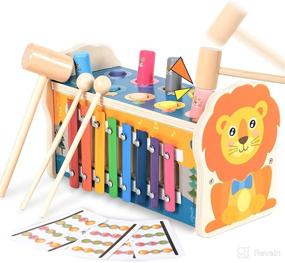 img 4 attached to 🧩 Interactive Montessori Toy: WEMMICKS 3 in 1 for 2-4 Year Old Boys - Hammering, Xylophone, Sorting, and Whack a Mole Game