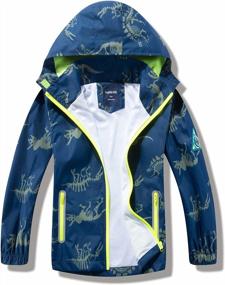 img 4 attached to Waterproof Boys Rain Jacket - Lightweight Zipper Hoodies W/ Dinosaurs Design For Kids Outerwear