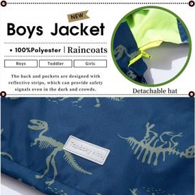 img 2 attached to Waterproof Boys Rain Jacket - Lightweight Zipper Hoodies W/ Dinosaurs Design For Kids Outerwear