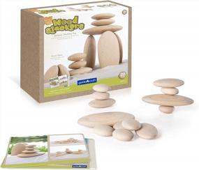 img 4 attached to Natural Wood Building Blocks Set For Kids - Guidecraft River Stones: 20 Stackable Building Stones To Develop Fine Motor Skills