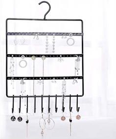img 4 attached to 72 Holes & 10 Hooks - Space-Saving Jewelry Storage Organizer: Lemonadeus Black Hanging Necklace, Earring, Bracelet Holder