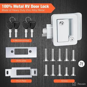 img 3 attached to 🚪 WELLUCK RV Entry Door Lock with Paddle Deadbolt, 100% Metal Camper Door Latch Handle, Zinc Alloy RV Door Lock Replacement Kit for Camper Horse Travel Trailer Cargo Hauler, Polar White, Non-Key Alike