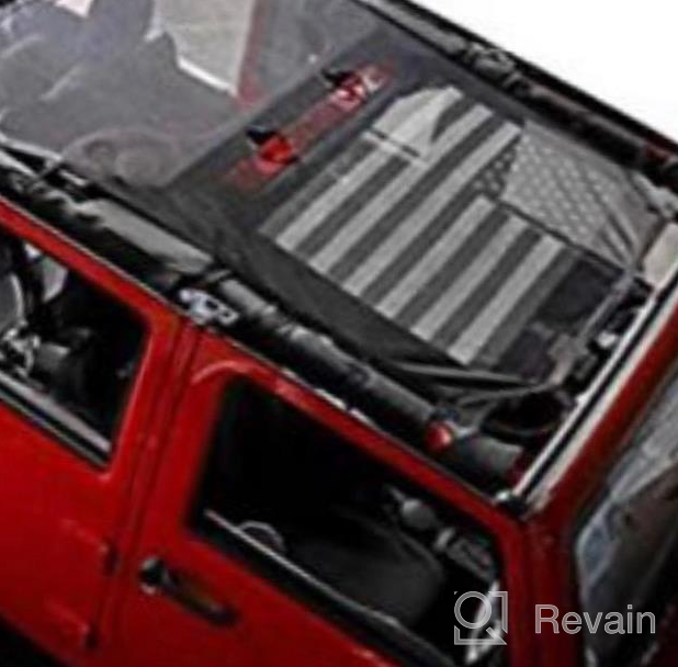 img 1 attached to 2007-2017 Jeep Wrangler JKU 4 Door Sunshade Mesh Top Cover - Durable UV Protection With US Flag Design - Voodonala review by Ryan Bowers
