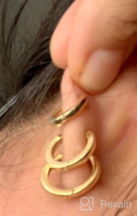 img 1 attached to 14K Gold Plated Hoop Huggie Earrings For Women & Men - Micuco Hypoallergenic Tiny Cartilage Jewelry review by Simon Connelly