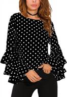 plus size women's chic long folding sleeve tshirts - casual flare bell sleeve ruffled chiffon blouse tops logo