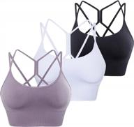 crisscross strappy padded sports bra for women: longline crop top for low impact workout, yoga, with removable cup - inibud logo