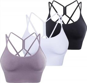 img 4 attached to Crisscross Strappy Padded Sports Bra For Women: Longline Crop Top For Low Impact Workout, Yoga, With Removable Cup - INIBUD