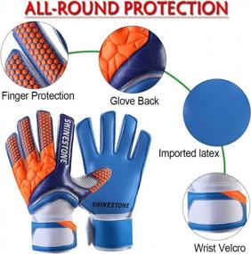 img 3 attached to Молодежные/взрослые футбольные вратарские перчатки с прочным захватом и защитой пальцев для предотвращения травм - бренд Shinestone