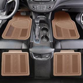 img 2 attached to 🚗 Matdology Heavy Duty Rubber Floor Mats: Universal Fit 4pc Front & Rear Vehicle Mats, All-Weather Protection for Cars, SUVs, and Trucks, Tan Beige