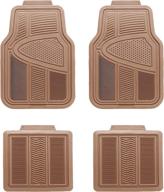 🚗 matdology heavy duty rubber floor mats: universal fit 4pc front & rear vehicle mats, all-weather protection for cars, suvs, and trucks, tan beige logo