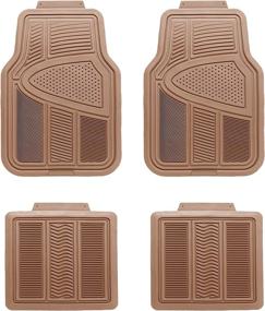 img 4 attached to 🚗 Matdology Heavy Duty Rubber Floor Mats: Universal Fit 4pc Front & Rear Vehicle Mats, All-Weather Protection for Cars, SUVs, and Trucks, Tan Beige