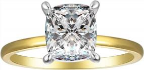 img 4 attached to 18K Gold Plated Sterling Silver 2 Carat CZ Solitaire Engagement Ring Women'S Thin Band Promise Ring