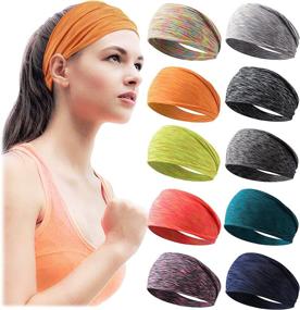 img 4 attached to Elastic Non-Slip Headbands For Women'S Workout, Yoga, Fitness, And Travel - Moisture-Wicking And Athletic Sweatbands For Girls