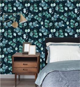 img 3 attached to Обои Boho Eucalyptus Leaves Navy/Green Peel And Stick от HAOKHOME — съемный домашний декор — 17,7 x 118 дюймов