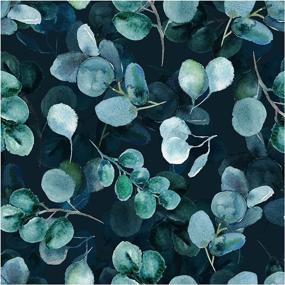 img 4 attached to Boho Eucalyptus Leaves Navy/Green Peel And Stick Wallpaper By HAOKHOME - Removable Home Decor - 17.7In X 118In