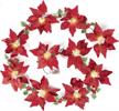 hohotime christmas poinsettia flowers artificial red poinsettia garland with 10 led lights and green leaves poinsettia vines 8.33 ft for christmas party holiday front door wreath decor logo