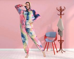 img 1 attached to Tie Dye Hooded Jumpsuit Pajamas For Adults - Comfy Homewear Romper Sleepwear Costume For Men And Women By Lifeye