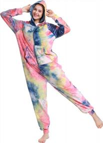 img 4 attached to Tie Dye Hooded Jumpsuit Pajamas For Adults - Comfy Homewear Romper Sleepwear Costume For Men And Women By Lifeye