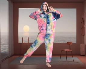 img 2 attached to Tie Dye Hooded Jumpsuit Pajamas For Adults - Comfy Homewear Romper Sleepwear Costume For Men And Women By Lifeye