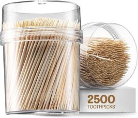 img 4 attached to 2500-Piece Wooden Toothpicks with Reusable Holder - Sturdy Smooth Finish Toothpicks for Cocktails, Appetizers & More