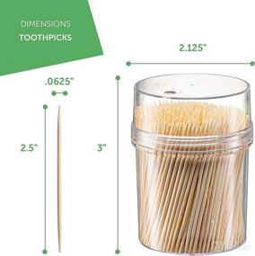 img 2 attached to 2500-Piece Wooden Toothpicks with Reusable Holder - Sturdy Smooth Finish Toothpicks for Cocktails, Appetizers & More