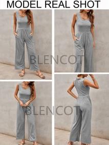 img 3 attached to Women'S Grey Large Casual Loose Sleeveless Jumpsuit With Pockets And Raceback Strap - BLENCOT