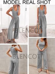 img 1 attached to Women'S Grey Large Casual Loose Sleeveless Jumpsuit With Pockets And Raceback Strap - BLENCOT