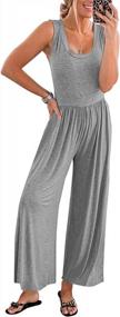 img 4 attached to Women'S Grey Large Casual Loose Sleeveless Jumpsuit With Pockets And Raceback Strap - BLENCOT