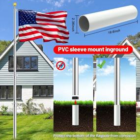 img 1 attached to 25Ft Aluminum Flag Pole Kit - Heavy Duty 16 Gauge Telescoping Outdoor In Ground For Residential & Commercial Use, Includes 3'X5' USA Flag (Silver)