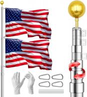 25ft aluminum flag pole kit - heavy duty 16 gauge telescoping outdoor in ground for residential & commercial use, includes 3'x5' usa flag (silver) logo
