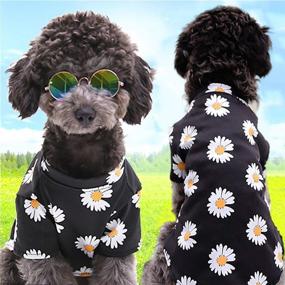 img 3 attached to WEYATO Dog Shirts Flowers Summer Cool Beach Shirts Comfy Stylish Breathable Puppy T-Shirts Cotton Vest Clothes for Dogs and Cats Pet Apparel Design Adorable Casual Cozy Dog Shirt - Black, Size Large