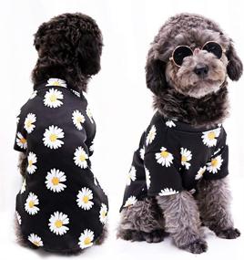 img 4 attached to WEYATO Dog Shirts Flowers Summer Cool Beach Shirts Comfy Stylish Breathable Puppy T-Shirts Cotton Vest Clothes for Dogs and Cats Pet Apparel Design Adorable Casual Cozy Dog Shirt - Black, Size Large