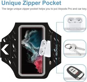 img 3 attached to 🏃 Running Armband for Samsung Galaxy S22 Ultra/S21 Ultra/S22+/S21 FE/S20 FE, Note 20 Ultra/10 Plus - Gym Workout Arm Band up to 6.9 inch with Earbuds, Key Card Holder (Black)