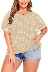 img 4 attached to 👚 IN'VOLAND Plus Size Polka Dot Ruffle Sleeve Chiffon Blouse Flowy Tops Shirt for Women - Loose Casually Stylish