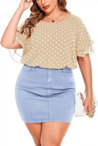 img 3 attached to 👚 IN'VOLAND Plus Size Polka Dot Ruffle Sleeve Chiffon Blouse Flowy Tops Shirt for Women - Loose Casually Stylish