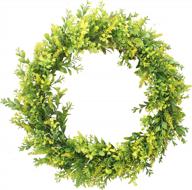 artificial green leaf wreath – 17.72 inches, ideal for front doors, walls, and windows – pack of 1, yellow and green logo