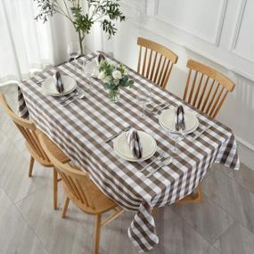 img 1 attached to Add Elegance To Your Table With Maxmill Checkered Cloth Napkins - Set Of 4 Coffee And White Gingham Plaid Serviette For Family Dinners, Weddings, Parties, And Banquets